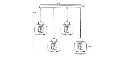 PARLA DÖRTLÜ SIRALI ESKİTME BAL CAMLI SARKIT