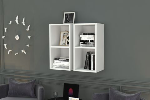 KİTAPLIKLI DUVAR RAFI, BEYAZ, 70 CM, DVR-1049