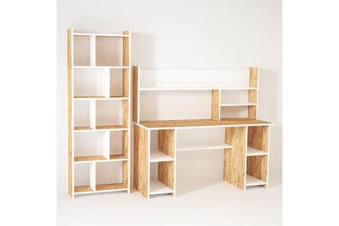 KALENDER DEKOR JİMMY TWİNS SNOW BİLGİSAYAR VE ÇALIŞMA MASASI TAKIMI, BEYAZ, 145 CM, JMS02