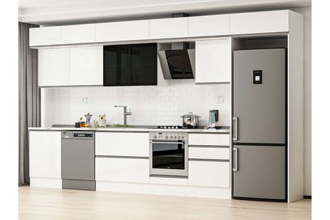 ALVİNKA 410X240 CM MUTFAK DOLABI, MB E90S60S60 3 BEYAZ MDF