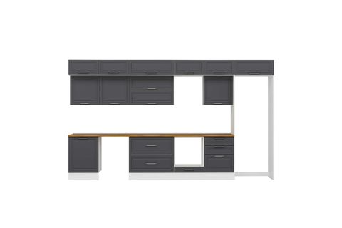ALVİNKA 410X240 CM KLASİK MEBRAN MUTFAK DOLABI, MB E90S60S60 2 MEBRAN ANTRASİT MDF