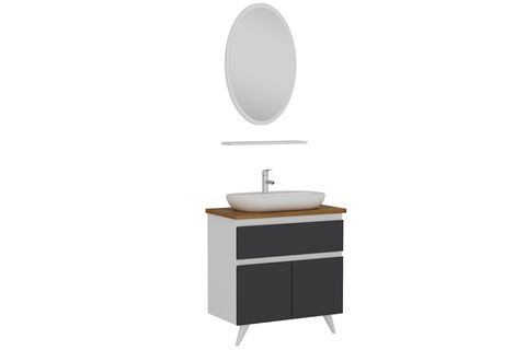 NİKA BANYO DOLABI 85CM AY2K1Ç 1EA1R TZG BEYAZ ANTRASİT
