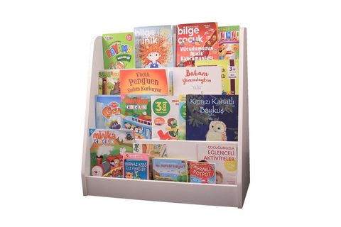 ÇOCUK ODASI MONTESSORİ BEYAZ AHŞAP KİTAPLIK 75X75X30 CM
