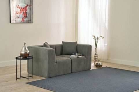 RAKS SERİSİ MODULER FULL SÜNGER İKİLİ KANEPE, GRİ