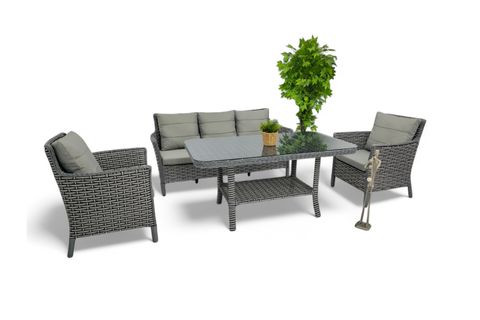 LENTA RATTAN ÜÇLÜ BAHÇE MOBİLYASI, GRİ