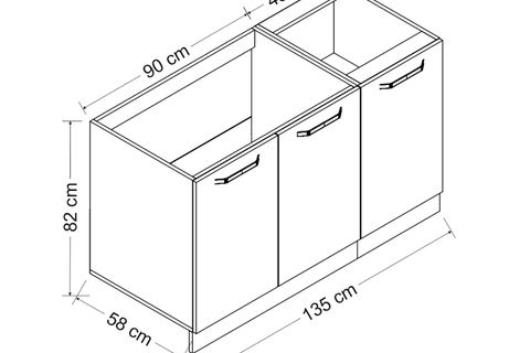 MİNAR 135 CM MUTFAK DOLABI BEYAZ 135-B1-ALT MODÜL