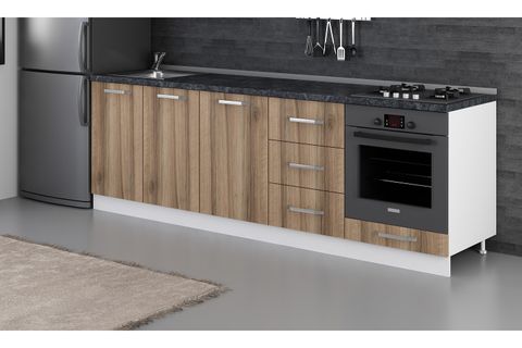 MİNAR 250 CM MUTFAK DOLABI BEYAZ DORE 250-D3-ALT MODÜL