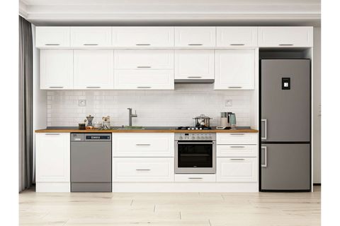 ALVİNKA 400X240 CM KLASİK MEBRAN MUTFAK DOLABI, MB E90S50S60 1 MEBRAN BEYAZ SUNTALAM