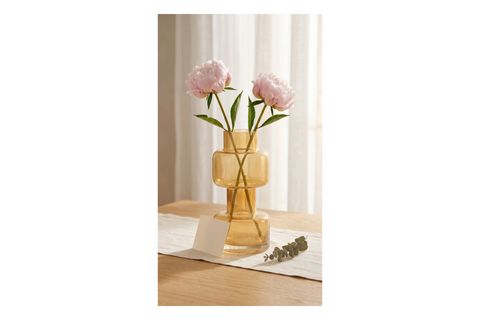 SARI CAM VAZO DEKORATİF ŞEFFAF ÇİÇEK VAZOSU, 15 CM