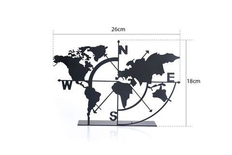 MUYİKA METAL MASA ÜSTÜ BİBLO, DÜNYA HARİTASI, 18X26CM