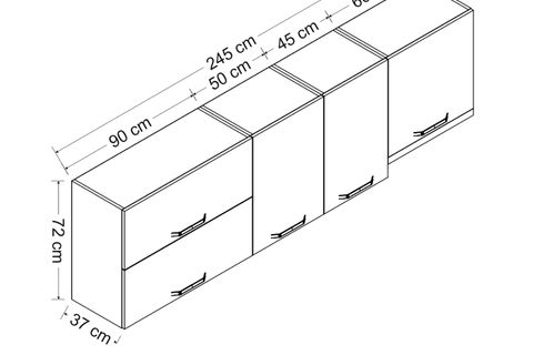 MİNAR 245 CM MUTFAK DOLABI BEYAZ 245-B5-ÜST MODÜL