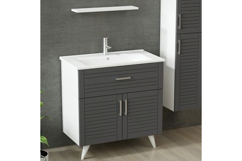 VERA BANYO DOLABI AY2K1Ç215, BEYAZ ANTRASİT, 85CM