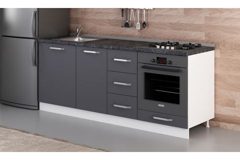 MİNAR 205 CM MUTFAK DOLABI BEYAZ ANTRASİT 205-A3-ALT MODÜL
