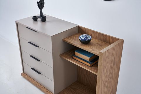 RENATA MODERN 2 RAFLI ŞİFONYER, MEŞE VİZON, 4 ÇEKMECELİ