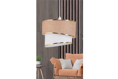 EVLİGHT RÜZGAR PASTA TEKLİ SARKIT AVİZE VE GOLD ABAJUR SETİ, KUMBEJİ