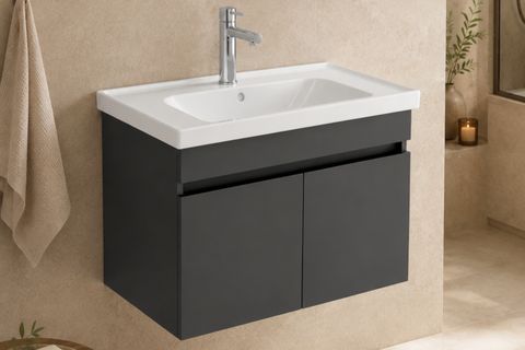 LODE KALE ANTRASİT 70 CM SERAMİK LAVABOLU ALT BANYO DOLABI
