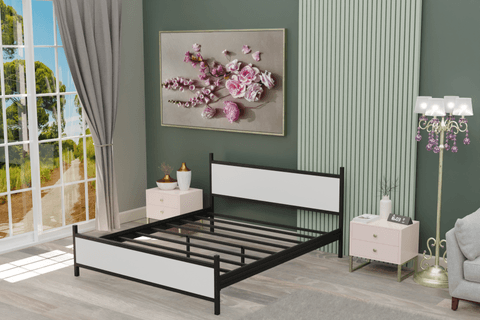 GM 305 MODERN ÇİFT KİŞİLİK METAL SİYAH BEYAZ KARYOLA 140X190