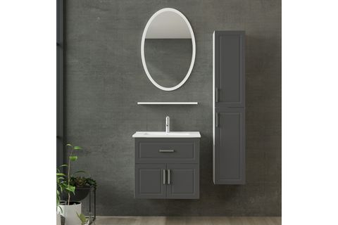 SANYA BANYO DOLABI AS2K1Ç62, BEYAZ ANTRASİT, 65CM