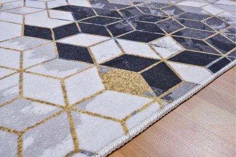 YIKANABİLİR SİYAH PETEK DESEN HALI 100X150