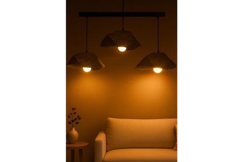 OBSİDİAN HANDMADE KARBON BETON  AVİZE, ÜÇLÜ