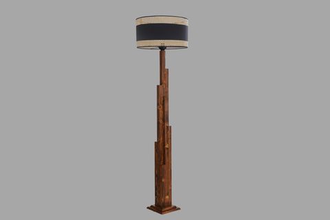 LUMEXX KULE SİLİNDİR 03 RATTAN ABAJURLU LAMBADER, CEVİZ