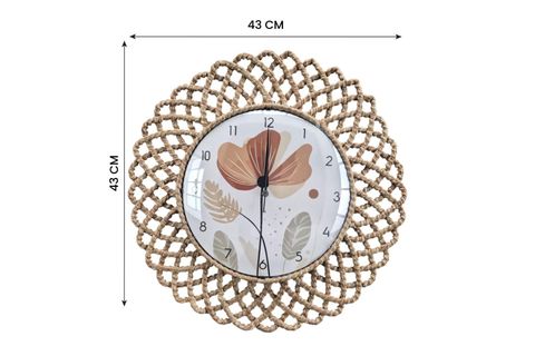 BOHEM HASIR ÇERÇEVELİ DUVAR SAATİ, 43 CM, HOM-1265