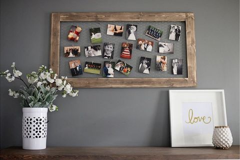 OTTOIDEA • DOĞAL AHŞAP FOTOĞRAF TUTUCUSU + MEMOBOARD • 10 ADET AHŞAP MİNİ MANDAL HEDİYELİ.