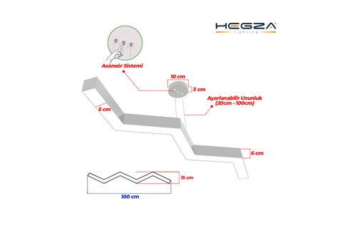 HEGZA LIGHTING SEGA LED AVİZE, GRİ KASA GÜN IŞIĞI