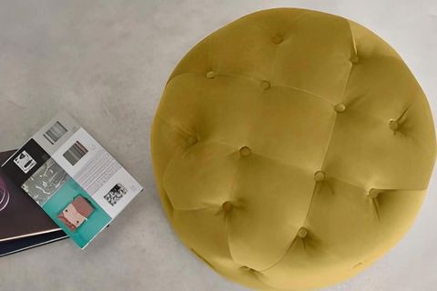 TUBİHOME KAPİTONELİ OVAL PUF, SARI