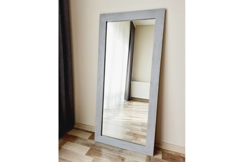DFN WOOD DEKORATİF DUVAR AYNASI, GRİ, 130X60