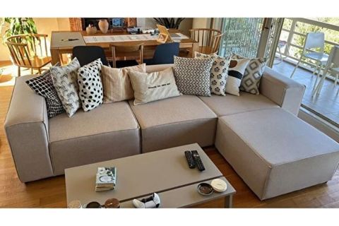 LENA KETEN MODÜLER KÖŞE KOLTUK, BEJ