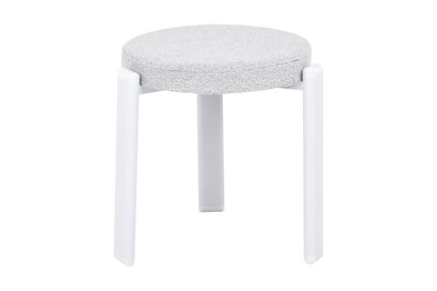 TERAS GRİ METAL AYAK TEDDY KUMAŞ İSTİFLENEBİLİR TABURE, 2 ADET, AÇIK GRİ