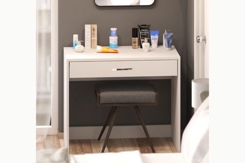 ARYA NOVELLA BÖLMELİ ORGANİZER ÇEKMECELİ MAKYAJ MASASI, BEYAZ, KULPLU