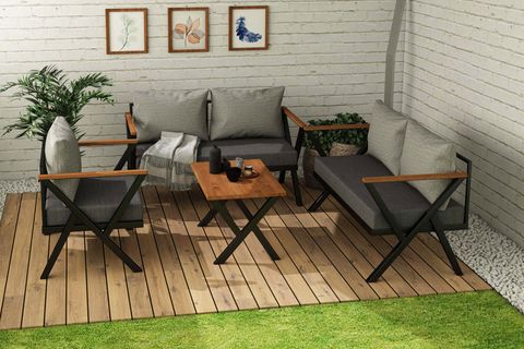 WOODESK BEGONVİL İKİLİ BAHÇE TAKIMI, GRİ, CPT5533-130