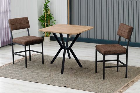 NOVA MUTFAK MASA TAKIMI, 2 SANDALYE, SİYAH, 70X70 CM, KAHVE