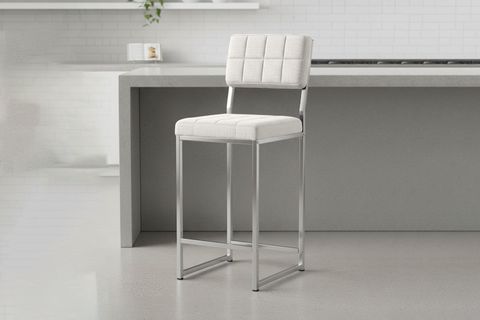 RİVA BAR MUTFAK SANDALYESİ, KROM KAPLAMA AYAKLI, KREM