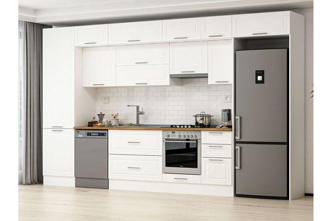 ALVİNKA 385X240 CM KLASİK MEBRAN MUTFAK DOLABI, MBB E80B60S45 1 MEBRAN BEYAZ SUNTALAM