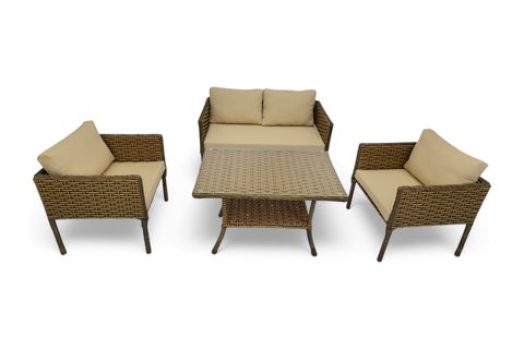 LETRA RATTAN İKİLİ BAHÇE MOBİLYASI, KAHVERENGİ