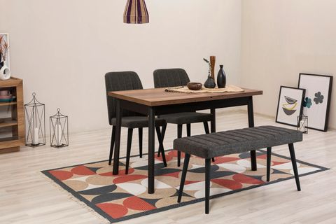 OLİVER MASA TAKIMI, BAROK SİYAH, 75X120