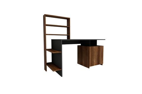 MELİS DOLAPLI RAFLI GENİŞ ÇALIŞMA BİLGİSAYAR MASASI, ANTRASİT CEVİZ