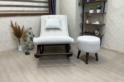 ASEDİA MİSKİN SALLANAN SANDALYE, KREM, AHŞAP, CEVİZ AYAK