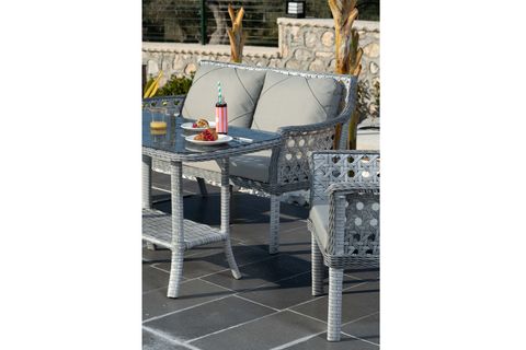 MOVA RATTAN BAHÇE MOBİLYASI, GRİ, 2+1+1
