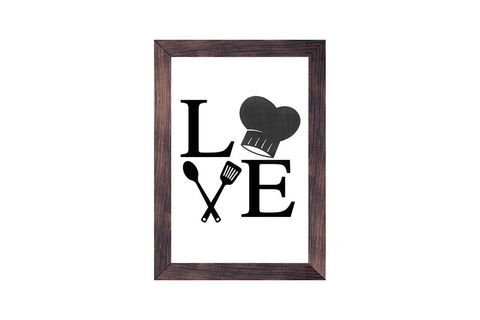 AHŞAP ÇERÇEVELİ LOVE MUTFAK PANO 30X40 CM