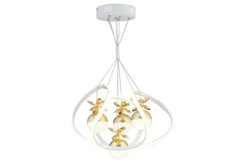 BALCA DÖRTLÜ 3 RENKLİ LED AVİZE, BEYAZ GOLD