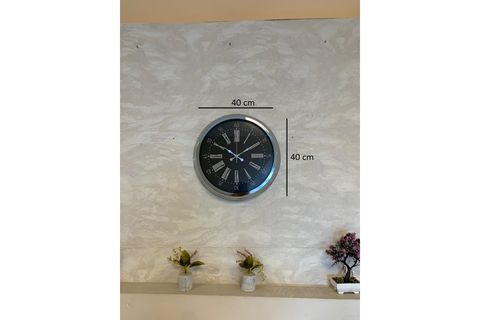 DARK ELEGANCE METAL KROM DUVAR SAATİ 40 CM