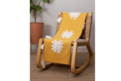 THE MİA PAPATYA DESENLİ ÖRTÜ HARDAL 130 X 160 CM