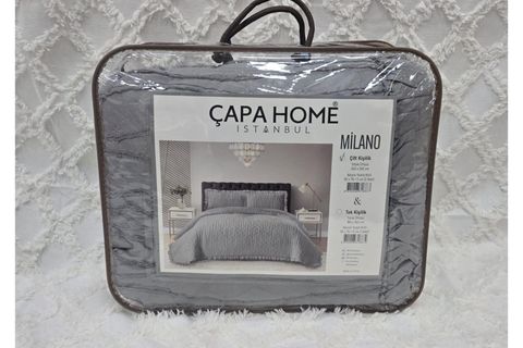 ÇAPA HOME MİLANO TEK KİŞİLİK FIRFIRLI YATAK ÖRTÜSÜ, GRİ