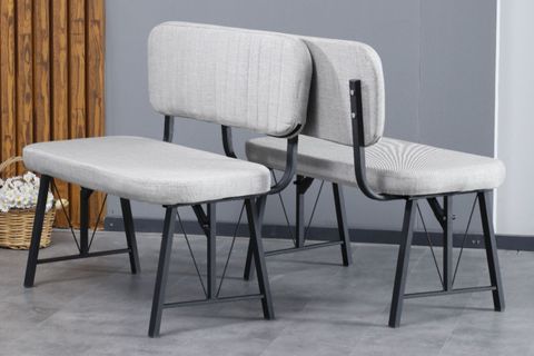 LAJMY SİYAH MERMER SABİT MUTFAK MASA TAKIMI, 1 SIRTLI BENCH, 2 SANDALYE, GRİ, 70X110