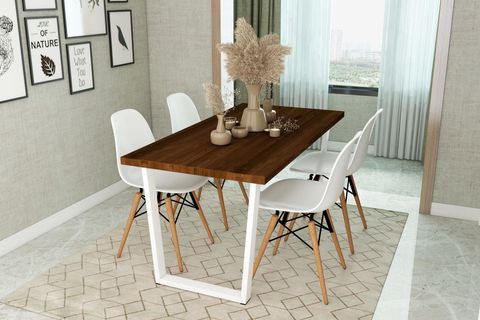 WOODESK HAYAL MASİF SANDALYELİ MASA TAKIMI, CEVİZ RENK, 180X80, CPT7337-180