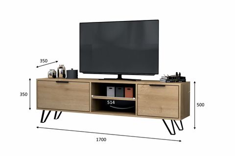 KASTER METAL AYAKLI TV ÜNİTESİ, MEŞE , 170 CM
